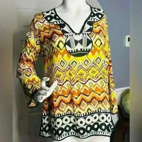 Tolani 100% Silk. Size: S; Tribal, geometric, burning man, Aztec, Southwestern - Picture 3 of 8